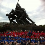 Iowa Jima Memorial-our 2nd Perf. site (w Group of Veterans in front)